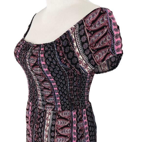 Rue21 Smocked Dress Knee Length Scoop Neck Size Medium Paisley Motif - Picture 3 of 10